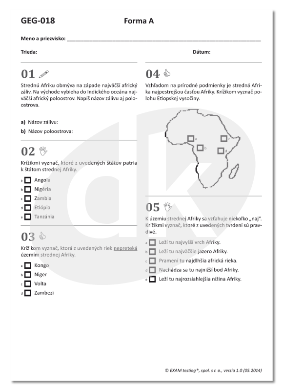 Geografia Klasa 8 Afryka Test Test GEG-018 Stredná Afrika | datakabinet.sk