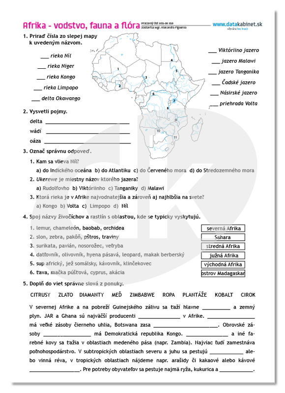 Geografia Klasa 8 Afryka Test Afrika - vodstvo, fauna a flóra | datakabinet.sk