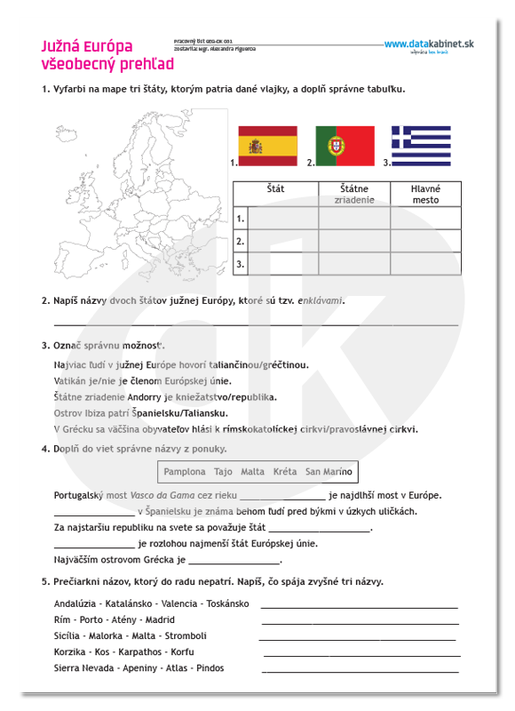 Geografia 7 ročník juzna europa