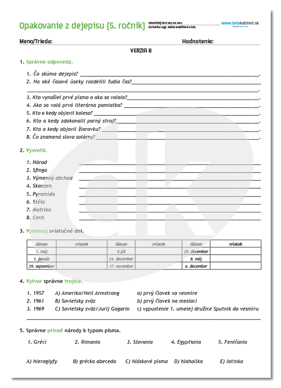 Opakovanie B 5 Rocnik Datakabinet Sk